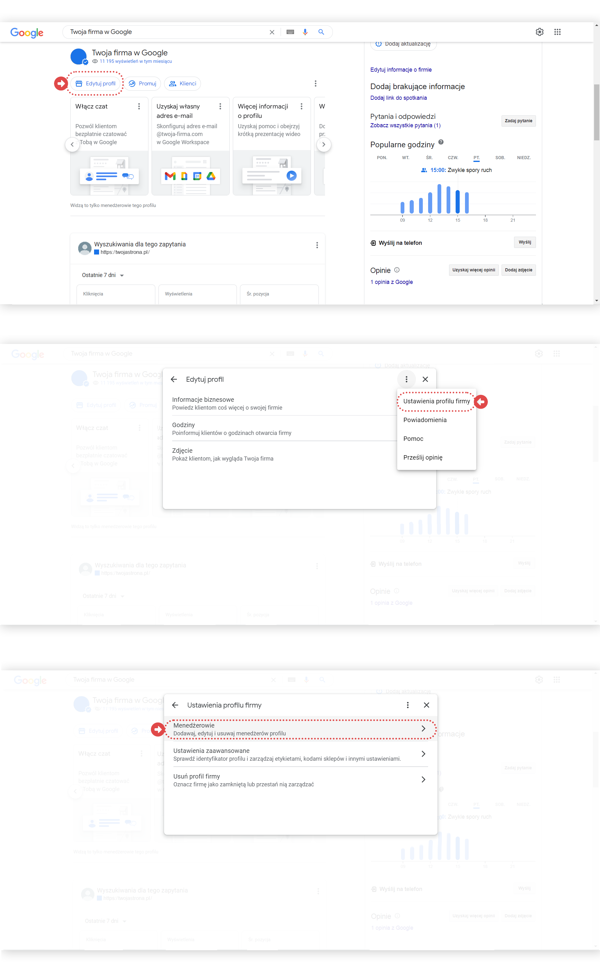 Twoja firma w Google - Nadawanie uprawnień menedżerskich