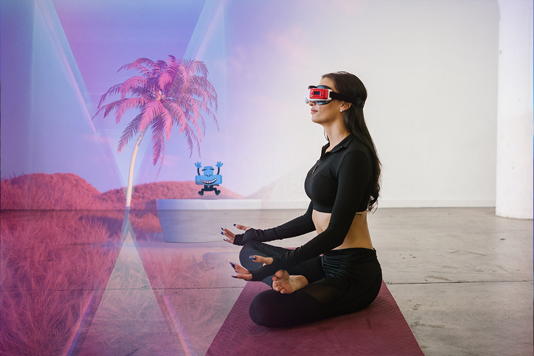 Kobieta praktykująca jogę w goglach VR