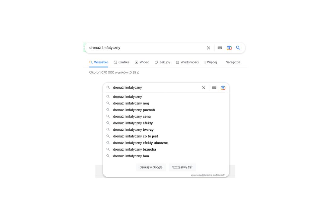 Podpowiedzi autouzupełniania dla frazy "drenaż limfatyczny"