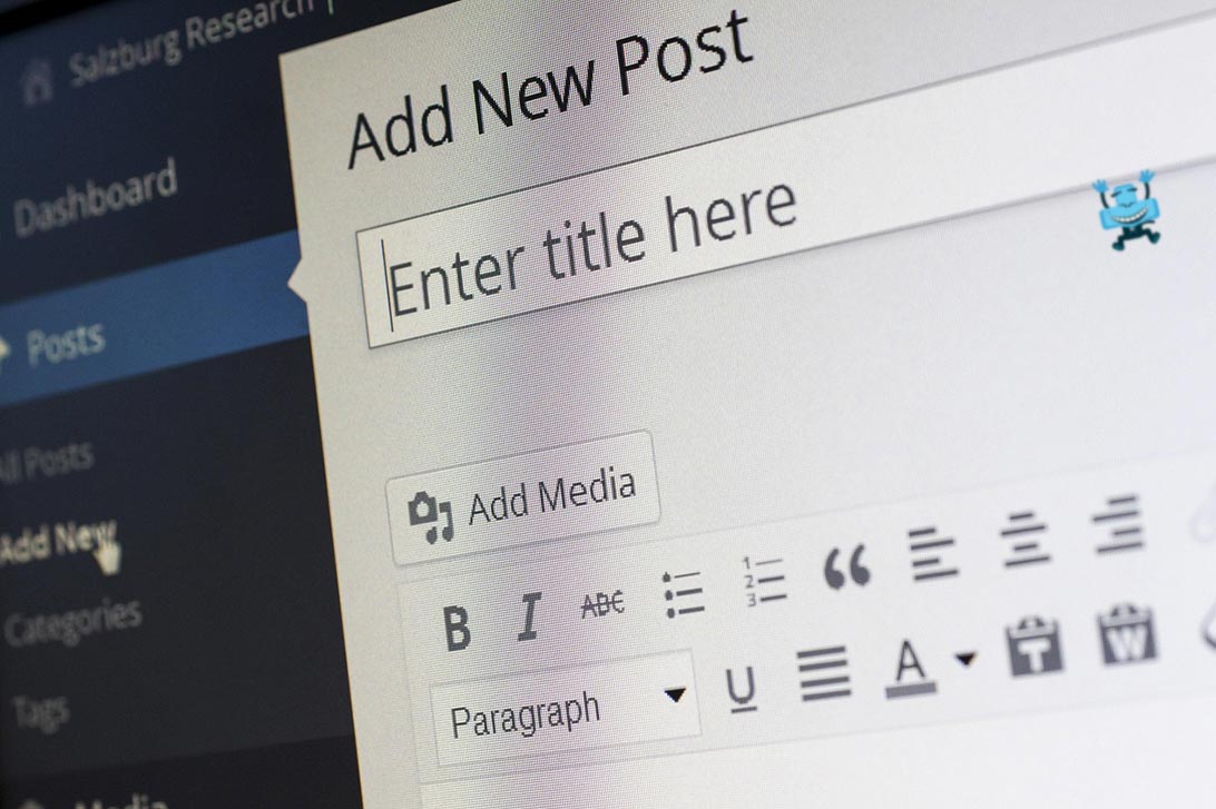 Screen z panelu dodawania artykułów blogowych na WordPress - zbliżenie na miejsce, w którym wpisujemy tytuł tekstu